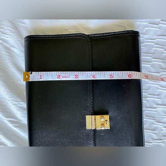 Vintage Cuero Vaca Art Piece BUSINESS BAG LEATHER BLACK UNISEX Argentina Purse - Picture 8 of 10